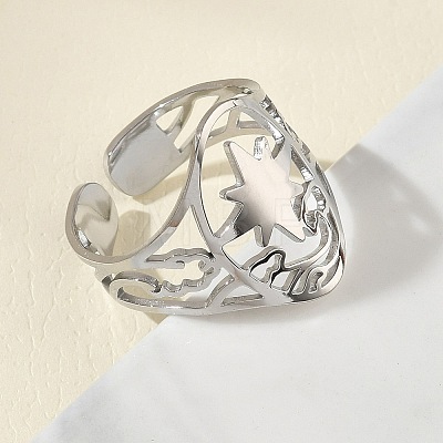 304 Stainless Steel Cuff Open Rings for Women RJEW-F218-01P-1