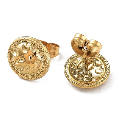 Ion Plating(IP) 304 Stainless Steel Flat Round Button Ear Studs for Women EJEW-P234-10G-1