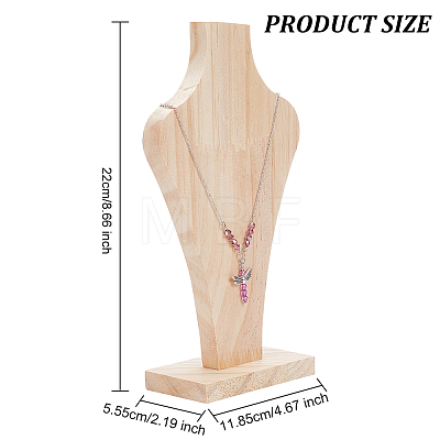 Bust Wooden Necklace Display Stands NDIS-WH0009-17-1
