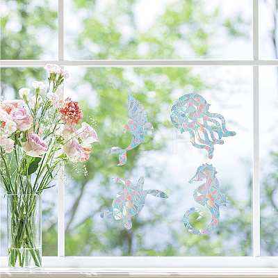 Waterproof PVC Colored Laser Stained Window Film Adhesive Stickers DIY-WH0256-033-1