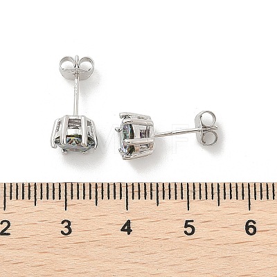 925 Sterling Silver Moissanite Rhinestone Stud Earrings EJEW-U042-05P-04-1