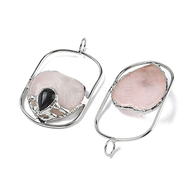 Natural Rose Quartz & Obsidian Big Pendants G-Z142-01P-A01-1