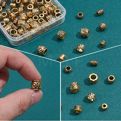 100Pcs 10 Styles Tibetan Style Zinc Alloy Beads FIND-SP0005-93-1