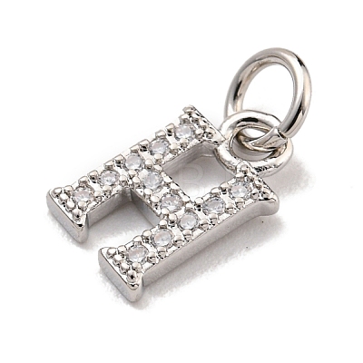 Initial Letter Brass with Cubic Zirconia Charms KK-Q814-26H-P-1