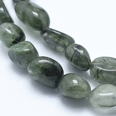 Natural Green Rutilated Quartz Beads Strands G-E483-49-1