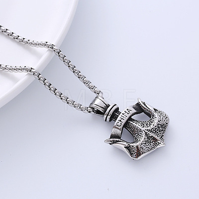 Vintage Stainless Steel Anchor Pendant Necklaces Punk Hip-hop Fashion Jewelry for Men PL6338-1