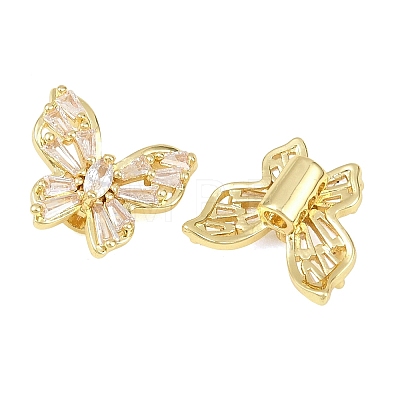 Brass Micro Pave Clear Cubic Zirconia Beads KK-D109-05C-G-1