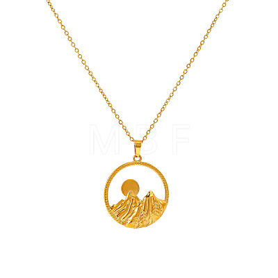 304 Stainless Steel Textured Geometric Pendant Necklaces for Women WG5062C-02-1