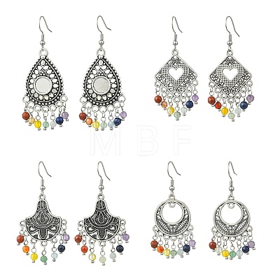 Gemstone Tassel Chandelier Earrings EJEW-JE07176-1