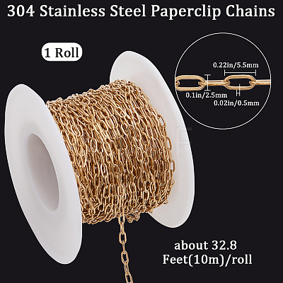 10M PVD Vacuum Plating 304 Stainless Steel Paperclip Chains CHS-BBC0001-07-1