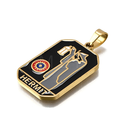 Tarot 304 Stainless Steel Enamel Pendants STAS-M119-09B-G-1
