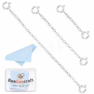 3Pcs 3 Styles Sterling Silver Chain Extender STER-BBC0009-69-1