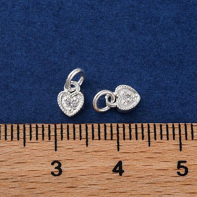Brass Micro Pave Cubic Zirconia Charms KK-C071-09S-1