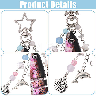 1Pc Resin Fish Pendant Decorations HJEW-CA0001-78B-1