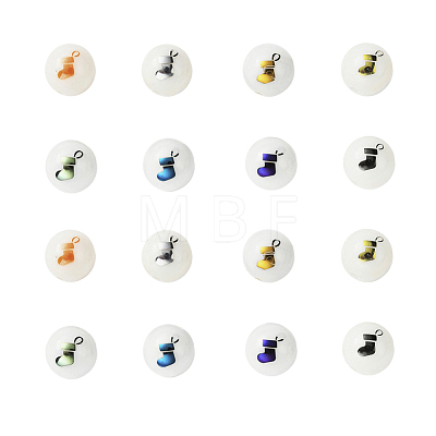 80Pcs 8 Colors Christmas Opaque Glass Beads EGLA-YW0001-05-1