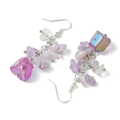 Natural Rose Quartz Chip & Natural Quartz Dangle Earrings for Women EJEW-TA00560-04-1