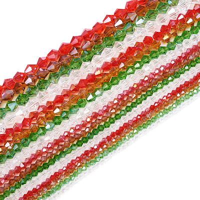  16 Strands 16 Style Christmas Theme Transparent Electroplate Glass Beads Strands EGLA-TA0001-25-1