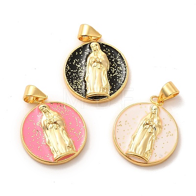 Eco-Friendly Rack Plating Brass Enamel Pendants KK-F851-06G-1