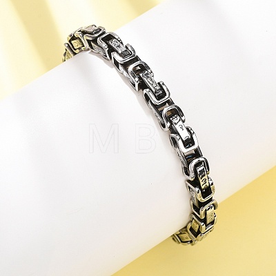 201 Stainless Steel Byzantine Chains Bracelets for Women Men BJEW-F529-02AS-1