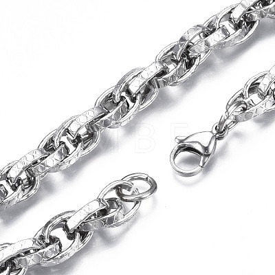 201 Stainless Steel Rope Chain Bracelet with Initial X Pattern for Men Women BJEW-S057-79-1