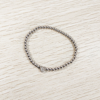 304 Stainless Steel Beads Stretch Bracelets for Women FS-WGC4F34-07-1