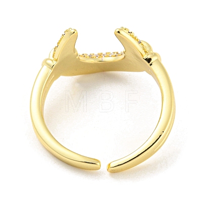 Brass Micro Pave Cubic Zirconia Open Cuff Ring RJEW-C033-09G-1