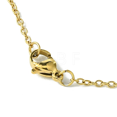 Heart Glass Pendant Necklaces NJEW-K117-01G-1