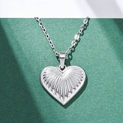 Heart 304 Stainless Steel Pendant Necklaces NJEW-H059-18P-1