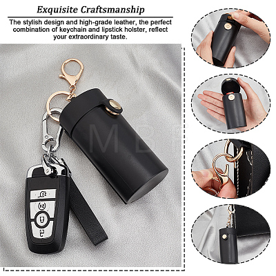 Mini Column Portable PVC Chapstick Keychain Holder KEYC-WH0004-63-1