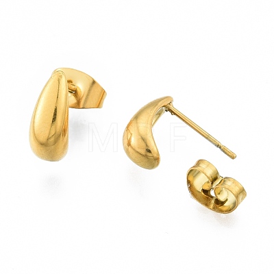 304 Stainless Steel Teardrop Stud Earrings for Women EJEW-N052-01G-1