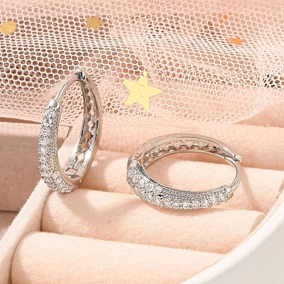 Rack Plating Brass Micro Pave Cubic Zirconia Hoop Earrings EJEW-H143-25P-1