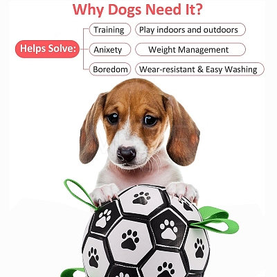 (Defective Closeout Sale for Dyed Face)Dog Soccer Ball with Grab Tabs AJEW-XCP0001-97-1