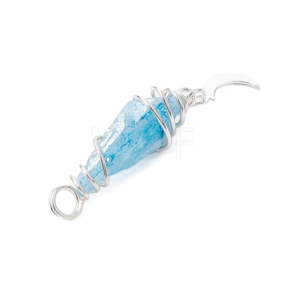 3Pcs 3 Styles Electroplated Natural Quartz Crystal Nuggets Copper Wire Wrapped Pendants PALLOY-JF03128-04-1