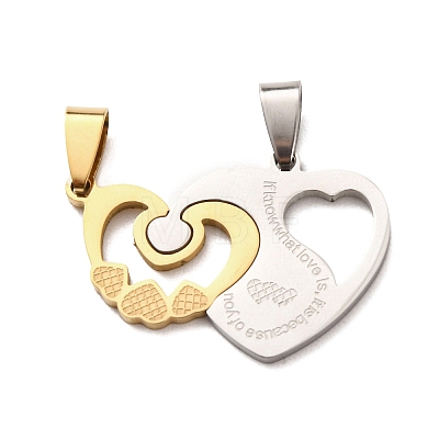 201 Stainless Steel Split Pendants STAS-F368-06GP-1