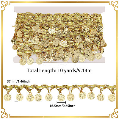 Polyester Metallic Thread & Sequins Lace Tassel Ribbon OCOR-WH0105-237A-1