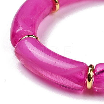 Acrylic Tube Beaded Stretch Bracelets X-BJEW-JB07774-01-1
