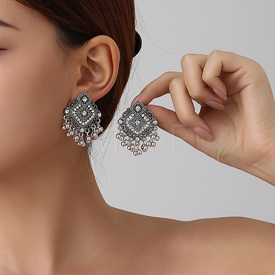 Alloy Crystal Rhinestone Rhombus Chandelier Earrings for Women WG50357-02-1