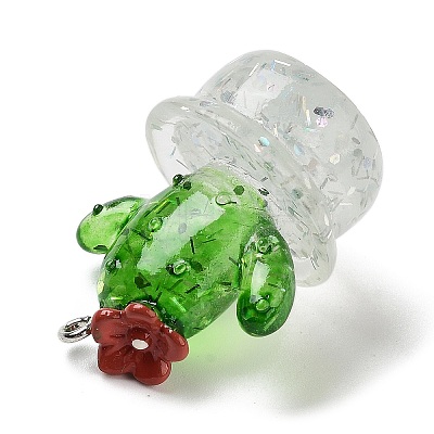 Transparent Resin Plant Pendants RESI-Z028-04A-1