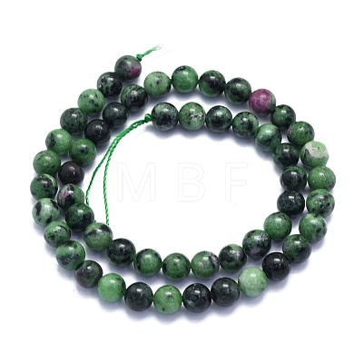 Natural Ruby in Zoisite Beads Strands G-K310-C10-8mm-1