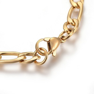 Ion Plating(IP) 304 Stainless Steel Figaro Chain Bracelets BJEW-L637-04A-G-1