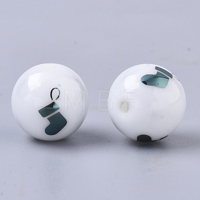 Christmas Opaque Glass Beads EGLA-R113-04E-1