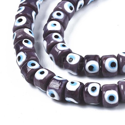 Handmade Evil Eye Lampwork Beads Strands LAMP-WH0006-05F-1