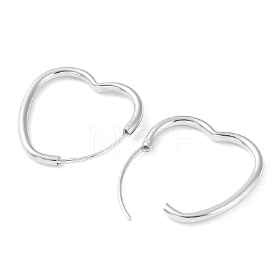 Rhodium Plated 925 Sterling Silver Hoop Earrings EJEW-K258-10P-1