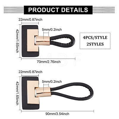8Pcs 2 Style PU Leather Loop Tab Closures FIND-FG0002-25-1