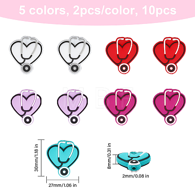 10Pcs 5 Colors Silicone Beads SIL-CA0001-93-1