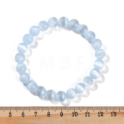 Dyed Natural Selenite Round Beaded Stretch Bracelets for Women G-U005-02H-1