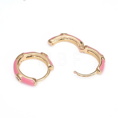 Brass Micro Pave Clear Cubic Zirconia Huggie Hoop Earrings EJEW-I240-02A-1