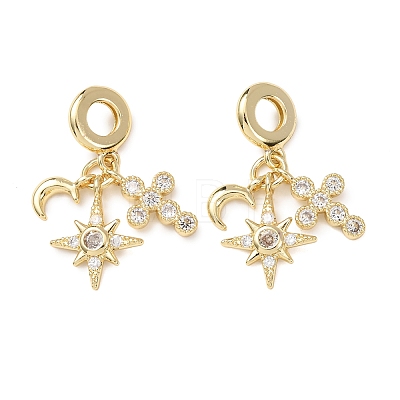Ocean Brass Pave Clear Cubic Zirconia European Dangle Charms KK-H278-03G-06-1