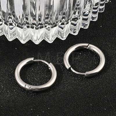 202 Stainless Steel Huggie Hoop Earrings X-EJEW-F111A-16mm-P-1