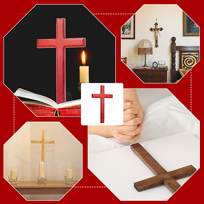 Wooden Cross Wall Decoration HJEW-WH0036-87-1